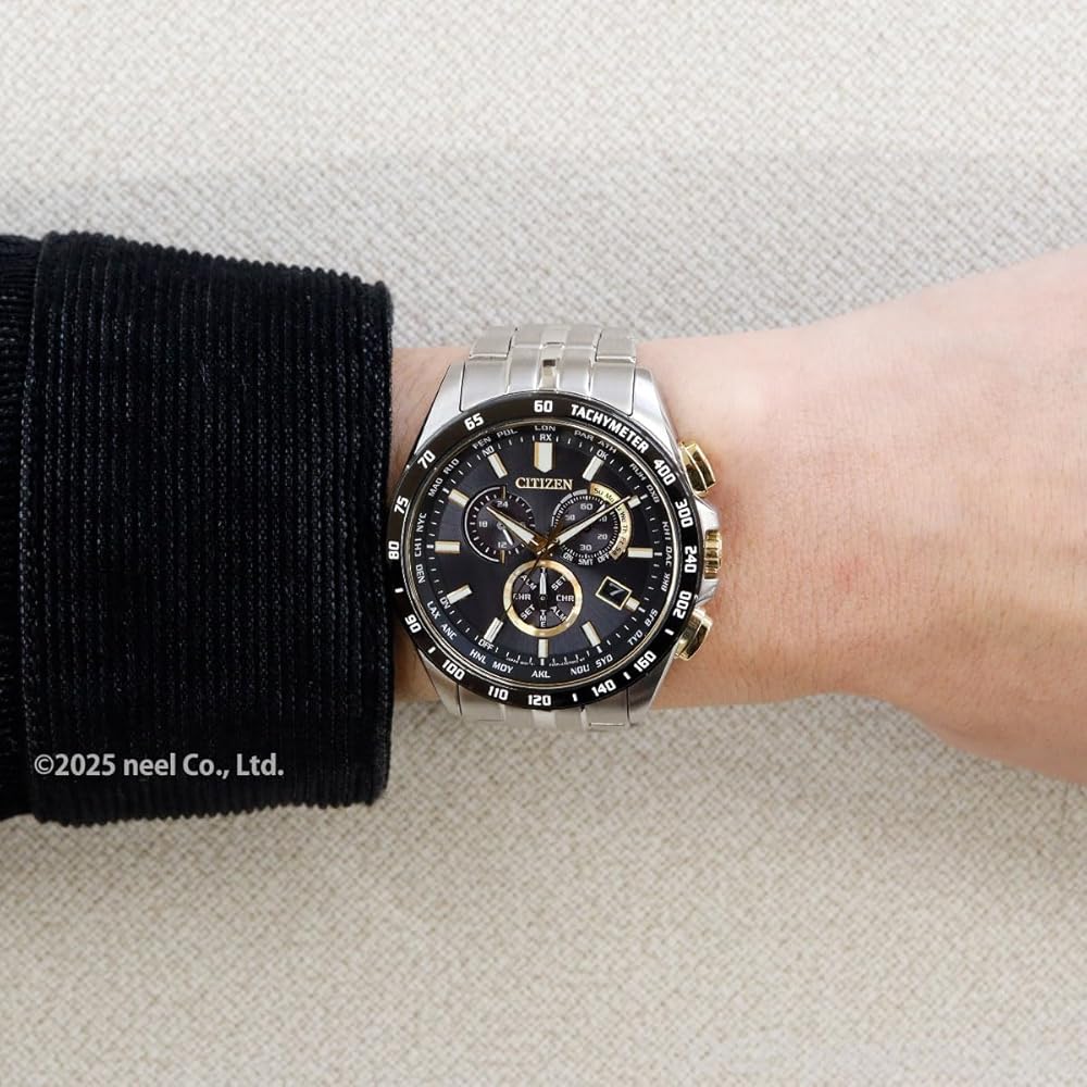 Citizen Hinode Collection Eco-Drive Chronograph Watch 200m Water Resistant Sapphire Glass Gold Black Men's