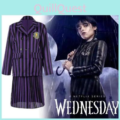 Halloweenské Cosplay Šaty Pro Ženy s Tematikou Wednesday Addams