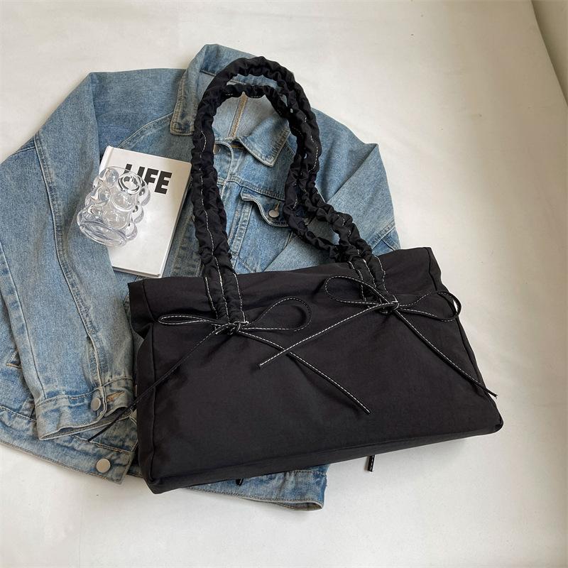 Fashion Pleated Large-capacity Bag Women's 2025 Spring and Summer New Korean Version Simple Casual Tote Bag Commuter Shoulder Bag