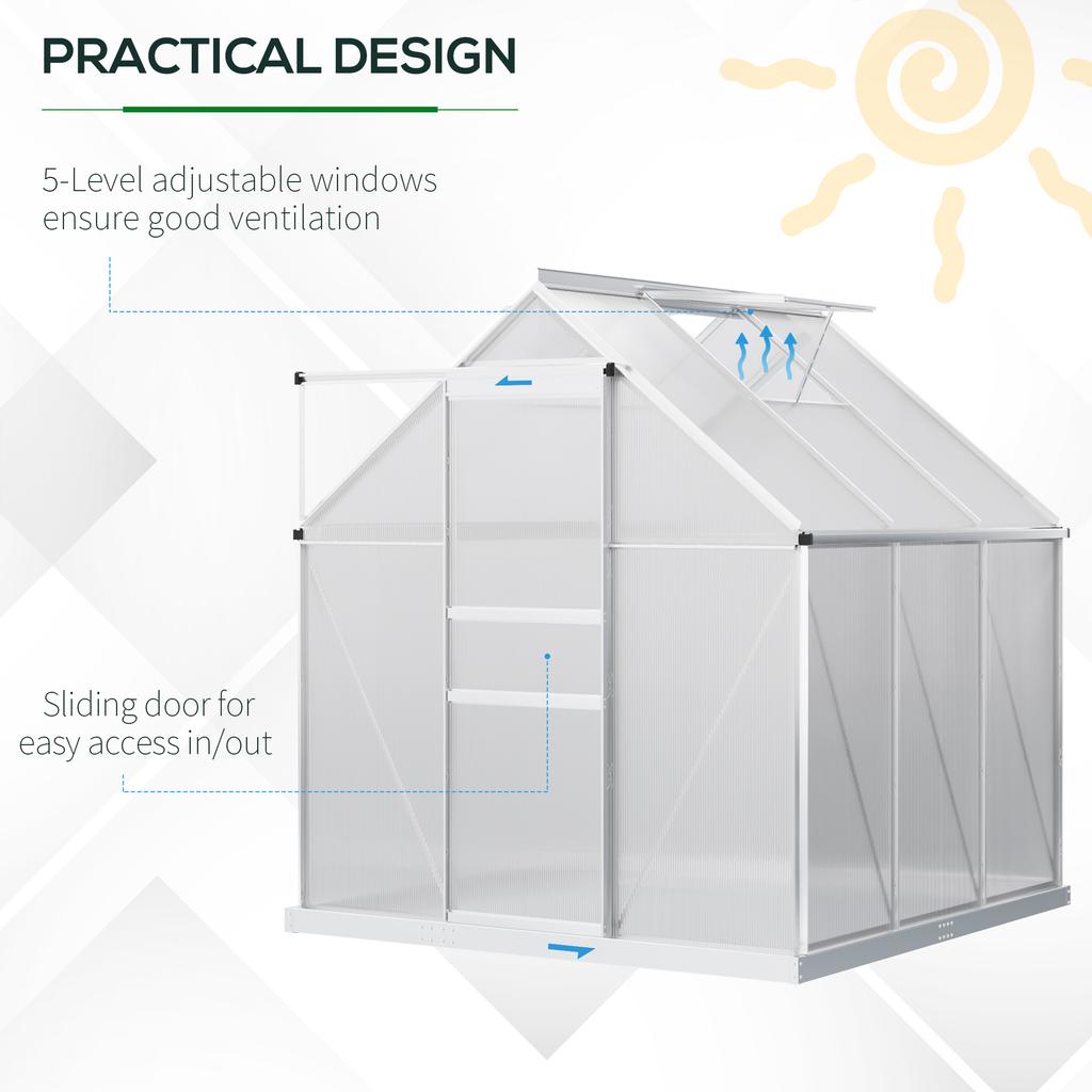 190 X 190cm Walk-In Polycarbonate Greenhouse