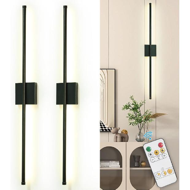 Depuley Battery Operated Wall Sconce: Set of 2 Wireless Wall Lights with 10000mAh Dimmable Bulbs and Remote for Bedroom - Rechargeable 15 Colors Gold