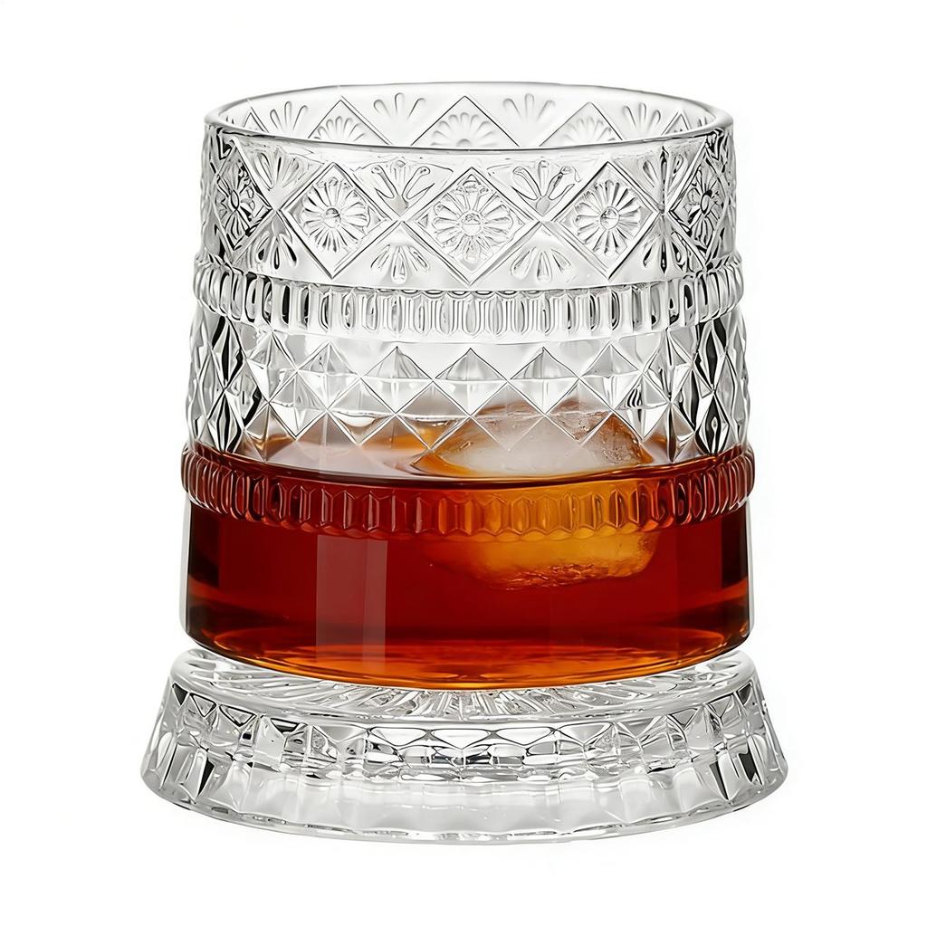 360 Grad Drehendes Whiskyglas Bourbon Glasware drehendes Kristallglas Cocktail Trinkgläser Geeignet für Weinliebhaber