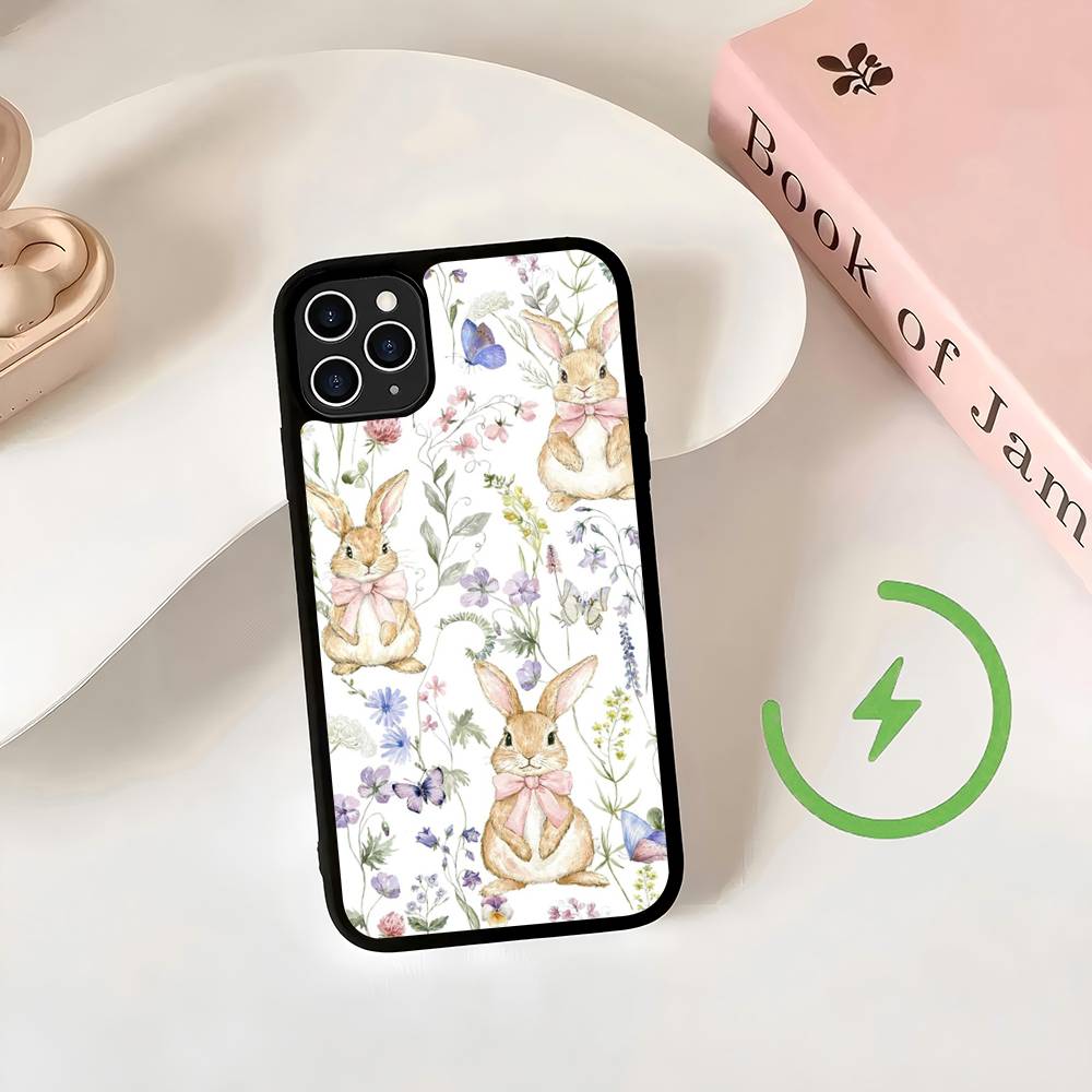 

Wildflower Girls bow Rabbit Cute Promax Magnetic For iPhone 17 16 14 13 12 11 15 Pro Air Max Plus Phone Case Wireless Charge iphone 15 plus