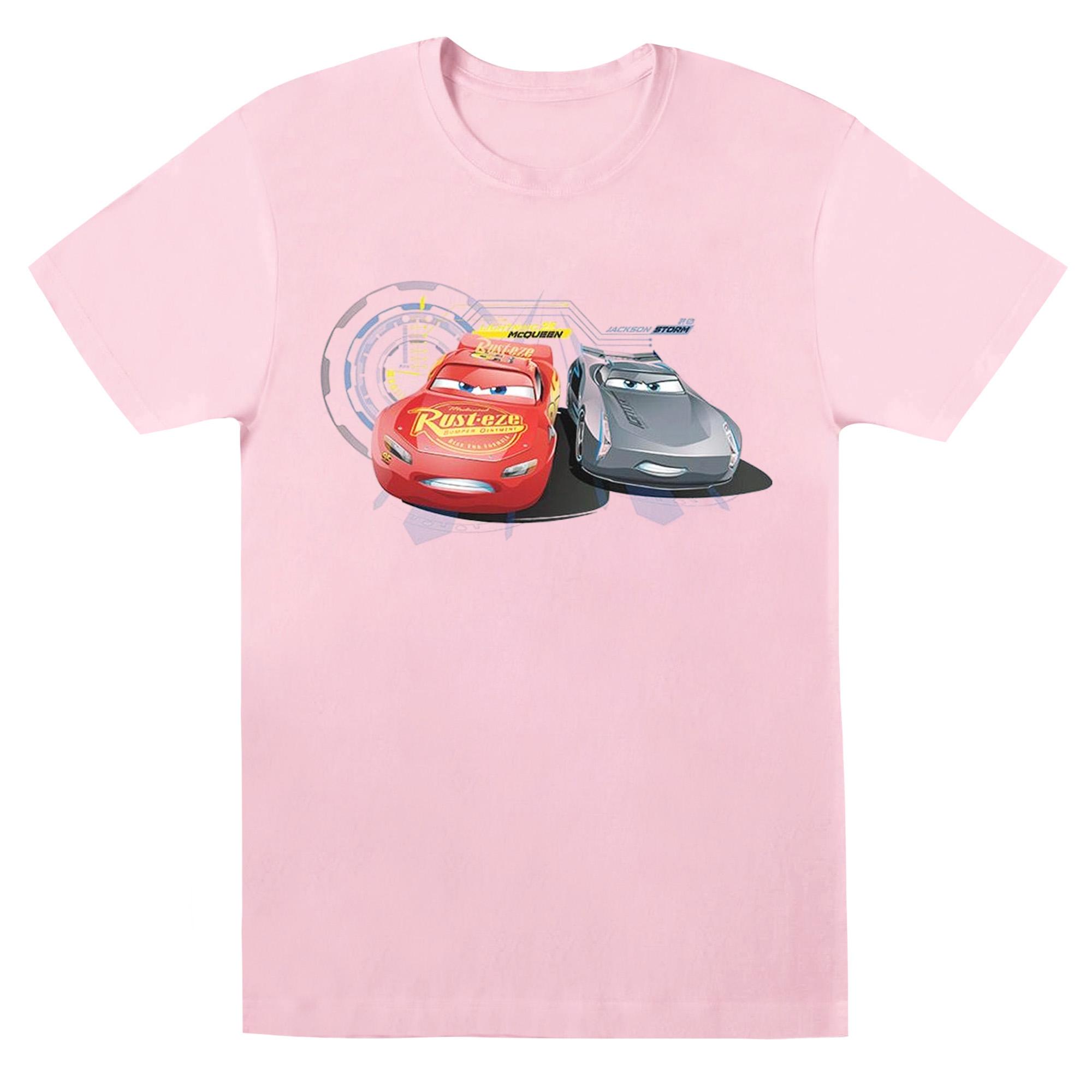Disney Jungen Cars Lightning Vs Storm T-Shirt 7-8 Years baby rosa