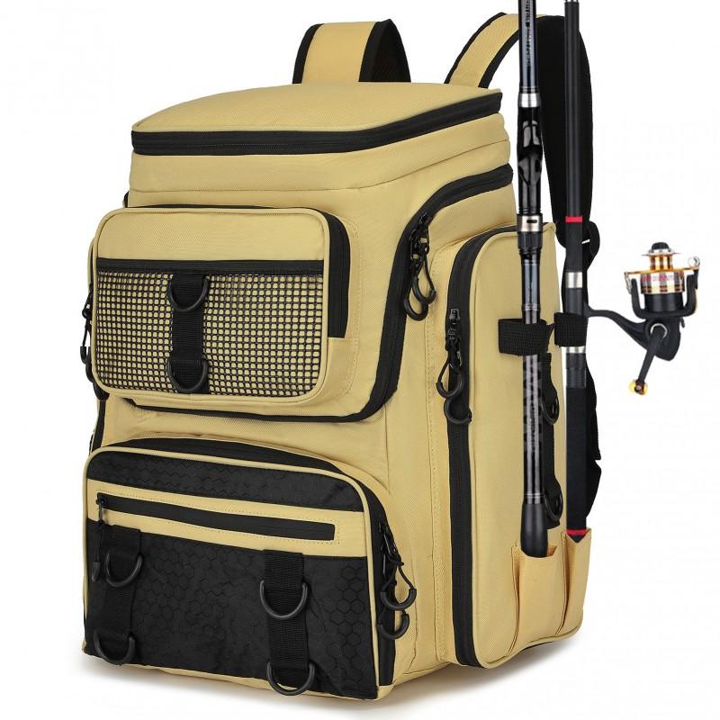 Fishing Backpack Multifunctional Rod Storage Bag Camo Outdoor Camping Gear