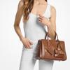 Michael Kors Laila Casual Commuter Simple Leather Tote Bag Medium Women handbags Brown 30S6A9IS2L-BROWN