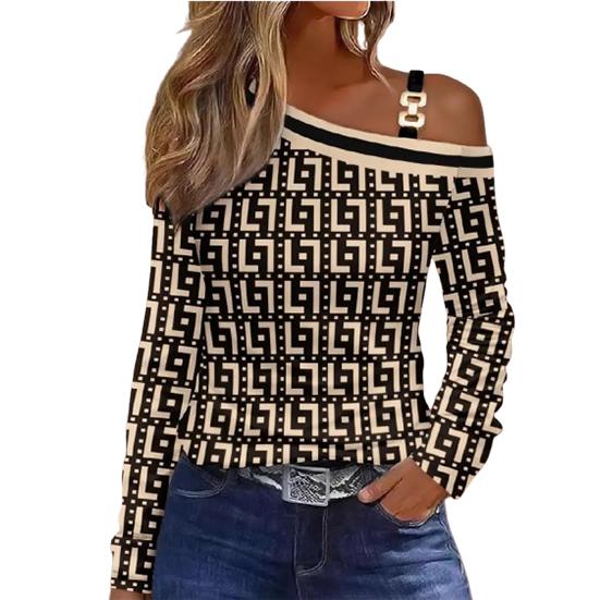 Dámská halenka s dlouhým rukávem Košile Jednobarevné pulovry Trička Sexy bez ramen Y2k Top