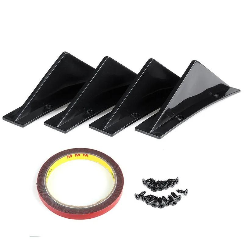 4x Car Rear Bumper Lip Diffuser Splitter Spoiler Scratch Protector Fin Trim Cap For 300 Universal Accessories And 1 Roll Tape