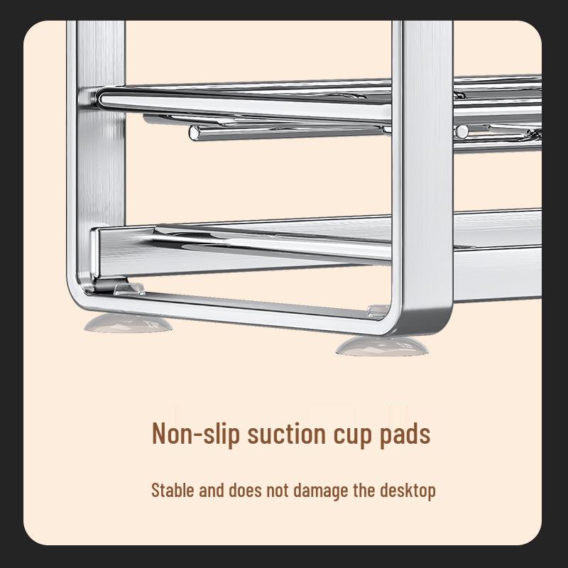 Compact Double-Layer Stainless Steel Dish Rack for Kitchen Countertop