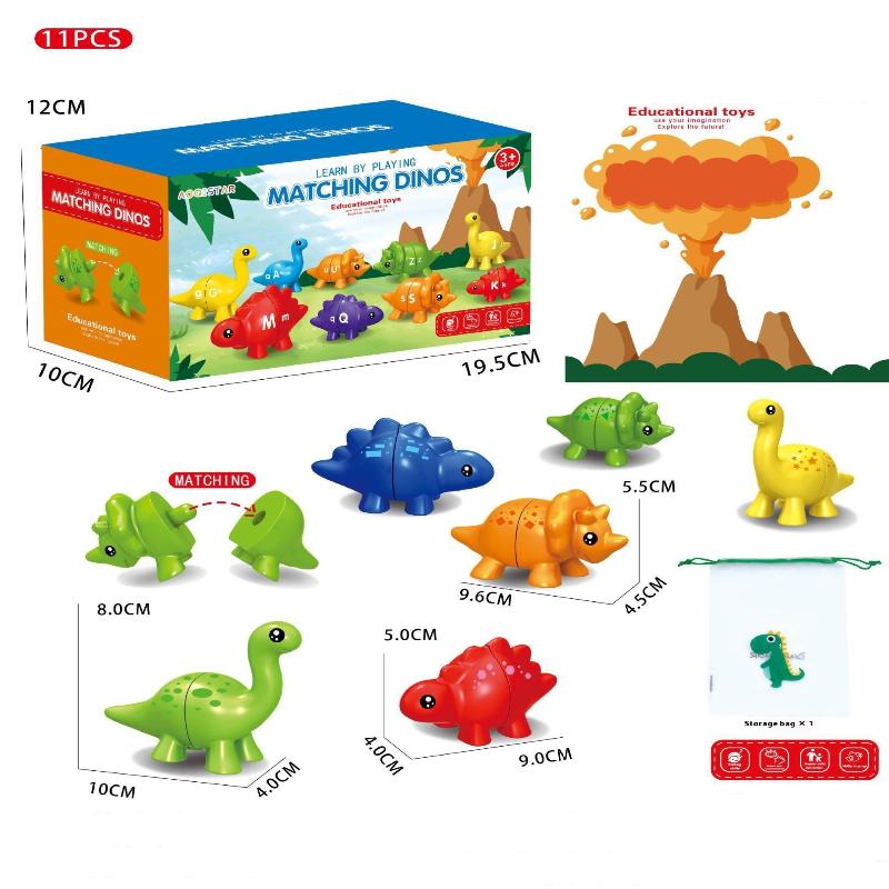 1 Set Kids's Montessori Baby Color Word Recognition Early Education Intelligence Toy New Dinosaur Letter Matching