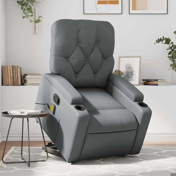 VidaXL Reclining Massage Armchair Grey Faux Leather 3204782