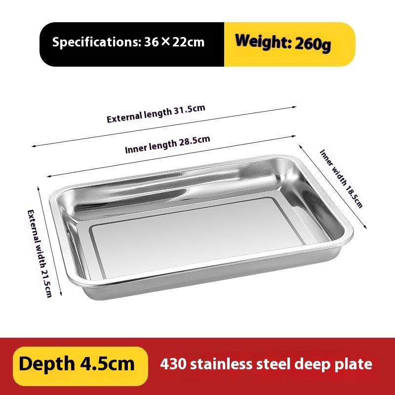 Stainless Steel Rectangular Barbecue Serving Tray For Tea Rice Sausage Meat Metal Utensil