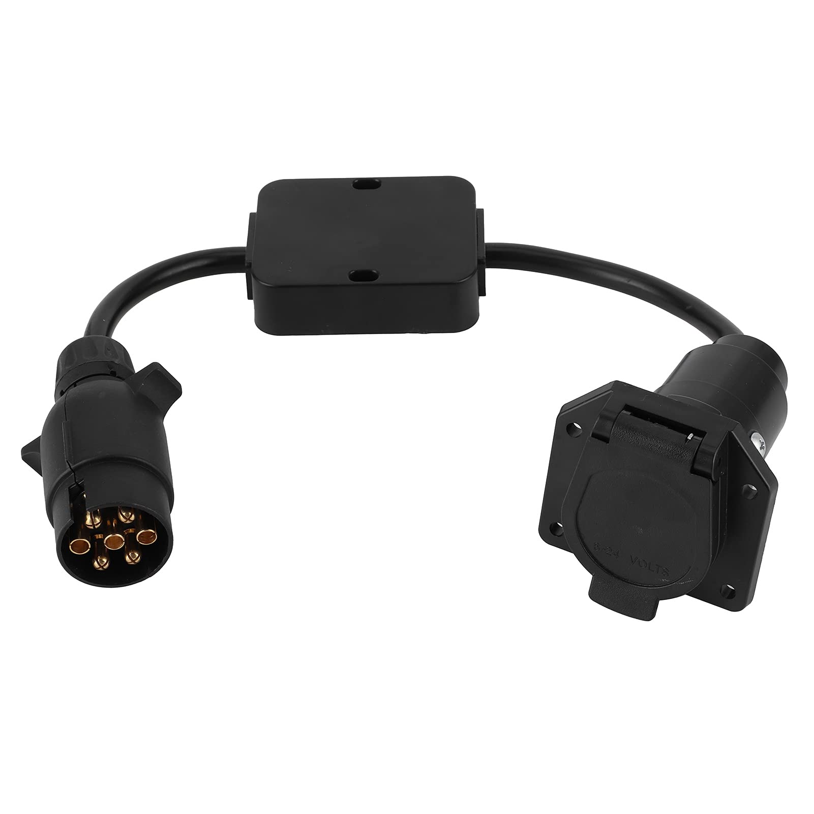 

7-Pin Circular Connector, Trailer Adapter Connector, Light Cable Converter, Conversion Adapter, European 7-Pin to American 7-Way Plug