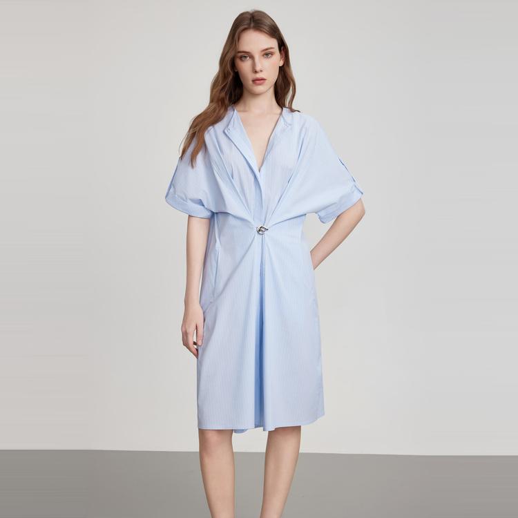 ELLE Elegant Versatile French Striped Design Short Sleeve Dress Women Dresses EL51401