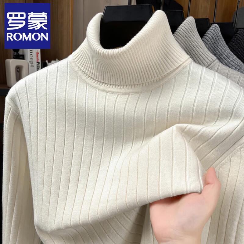 ROMON Men's Thickened Turtleneck Thermal Knit Sweater