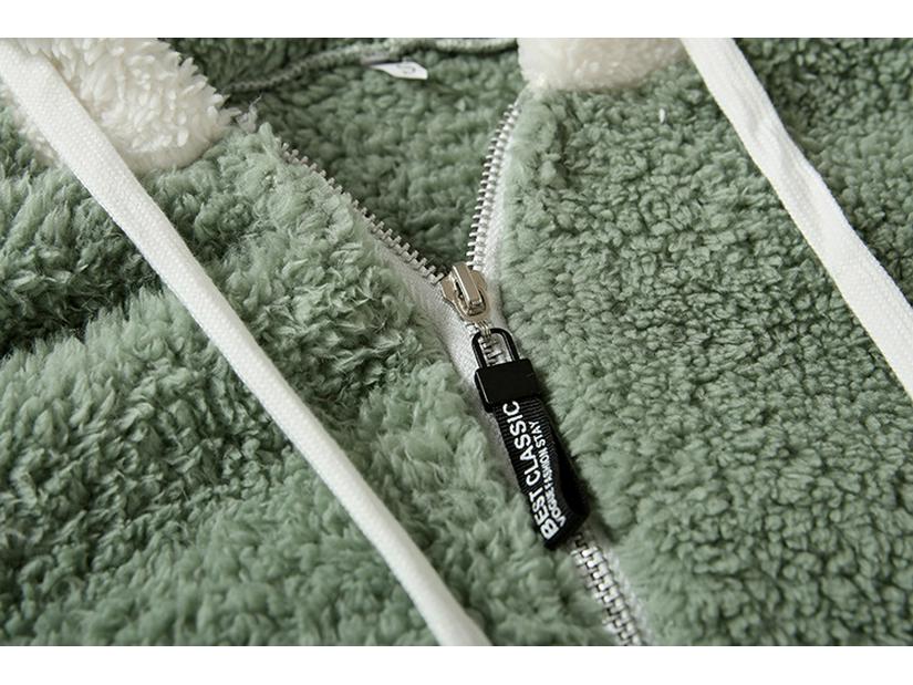 Autumn/Winter Plush Zipper Hooded Jacket