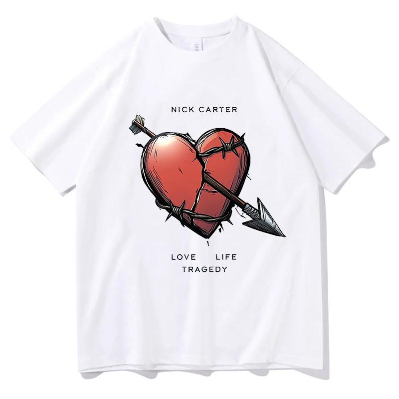 Y2K Nick Carter Amor Vida Traça Camiseta Gráfica Verão Unisex Camiseta Gráfica Das Mulheres Dos HoUnisexs De Algodão Oversized Unisexg S