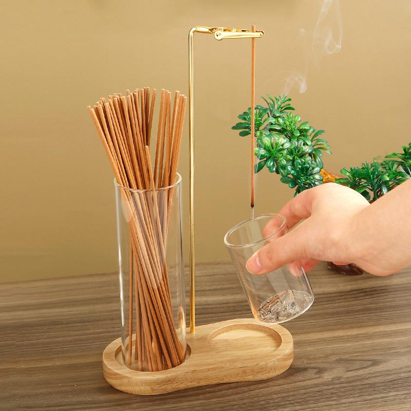 New 2 In 1 Incense Holder For Sticks Anti-Ash Flying Incense Burne With Removable Glass Ash Catcher And Incense Sticks Organizer