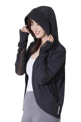 [Seabreeze] Women's Arm Cover, Hooded, Cardigan Type, Cooling Touch, UV Protection, Slit, Black, 1 Piece