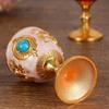 European Vintage Wine Glass, Rose Design Goblet, Alloy Portable White Wine Glass, Carved Mini Spirits Vodka Glass, 30ml,1pcs