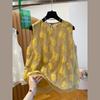 Women Sleeveless Shirt Vest Summer New Arrival Versatile Floral Jacquard Blouse Top