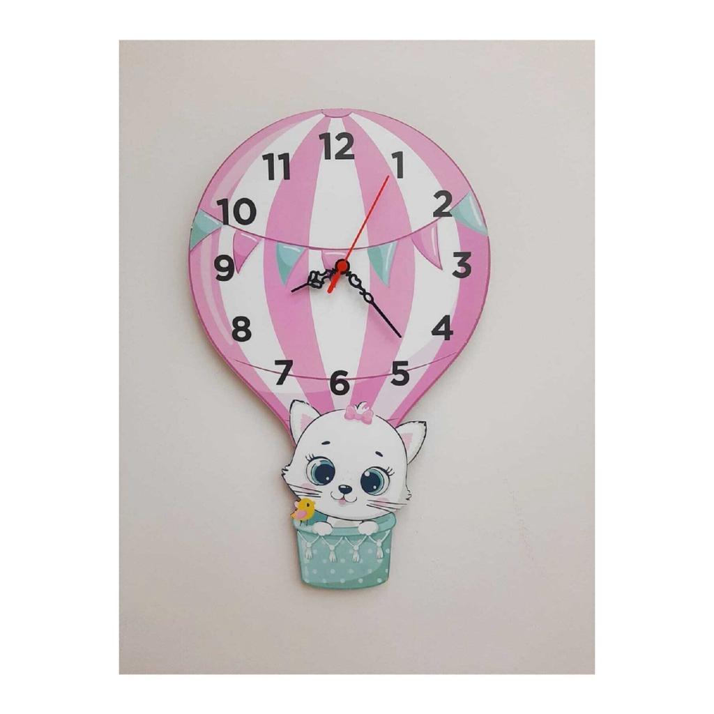 Ballon- und Katzen-Wanduhr für Kinderzimmer