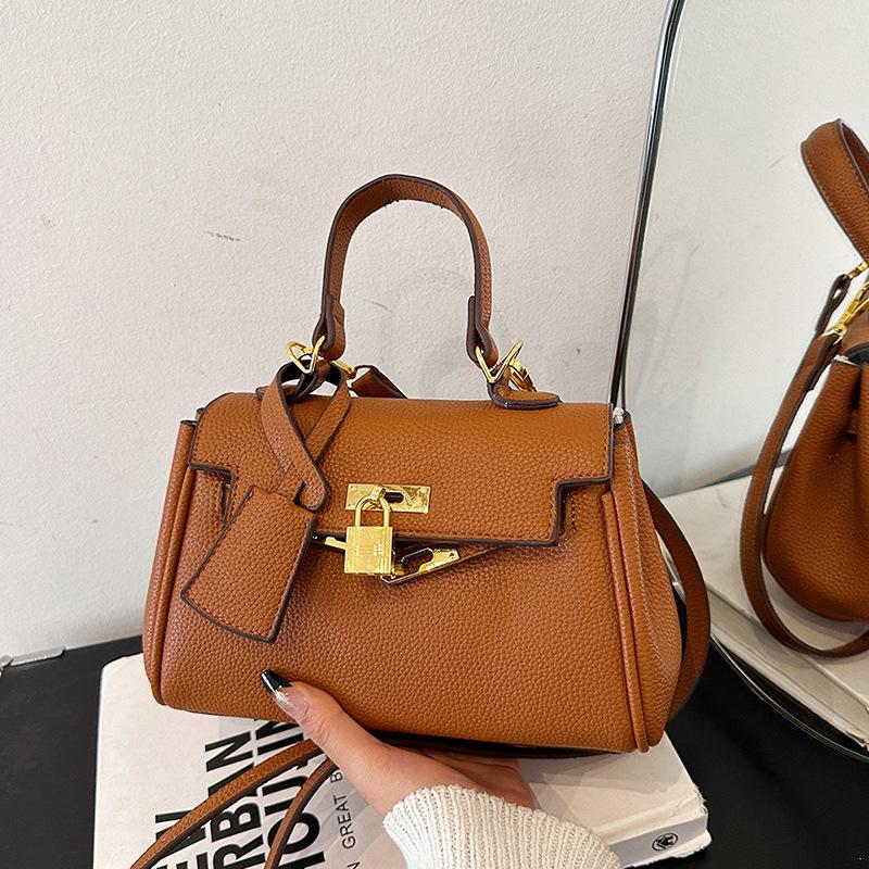 New Lychee Pattern Small Lock Portable Shoulder Messenger Trendy Women's Bag