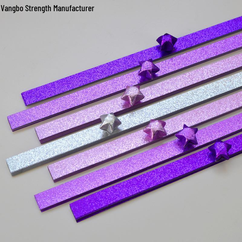 Silver Star Origami Paper Strips with Rhinestones Glitter - Pastel Colors for Lucky Five-Pointed Stars.