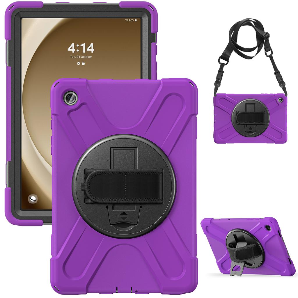 Rugged Case for Samsung Galaxy Tab A9 Plus 2023 11.0 Inch SM-X210 X215 X216B 360 Rotating Stand Cover with Hand & Shoulder Strap