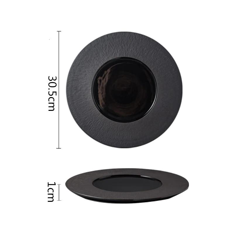 Relief Wide Edge Ceramic Plate Round Steak Plate Pasta Plate Dessert Sushi Plates Molecular Cuisine Restaurant Tableware