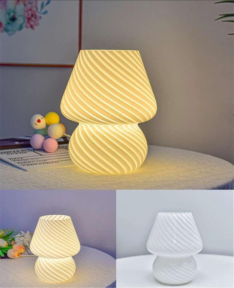 Glass LED USB Table Lamp Nordic Mushroom Desk Light for Bedroom Decor Cute Gift