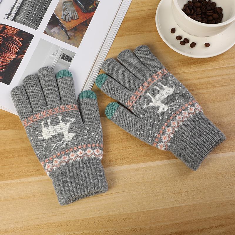 Updated gloves cute deer velvet thickened cold and warm riding