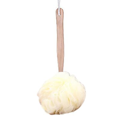 Wooden Long Handle Bath Brush Soft Nylon Mesh Back Scrubber Shower Body Cleaner