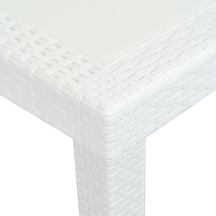 VidaXL Table de jardin Blanc 220x90x72 cm Plastique Aspect de rotin