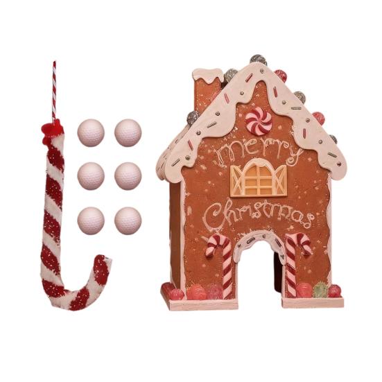 Lebkuchen Golfspiel Set Holz Kunststoff Indoor Miniatur Putting Kurs Festliche Familienaktivität für Weihnachtsfeiern & Ferienspaß
