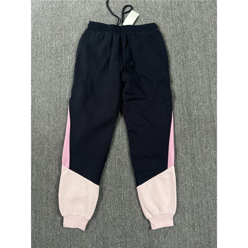 

American Original Single Spring, Autumn and Winter plus Velvet Lining Sports Set round Neck Contrast Color Patchwork Over fit hoodie Sweatpants Youth Navy blue (Pants alone) 38