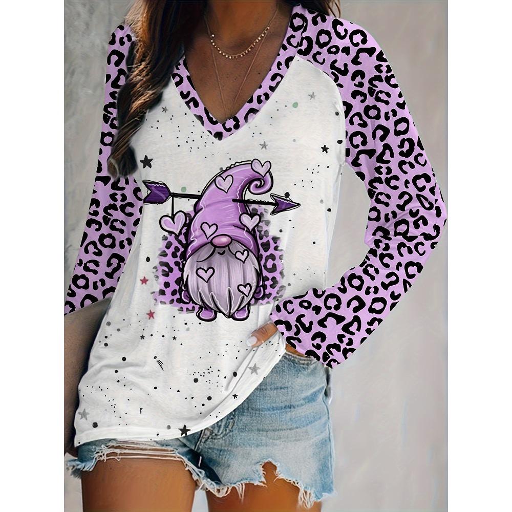 Valentinstag Übergröße Damen Bedrucktes Festival Langarm-T-Shirt