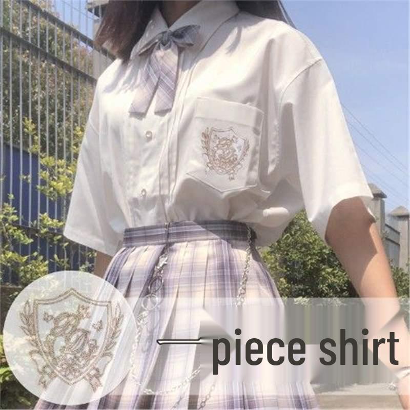 

Women s Black Short Sleeve JK Uniform Shirt - Versatile Accordion Pleat College Style Summer Top L