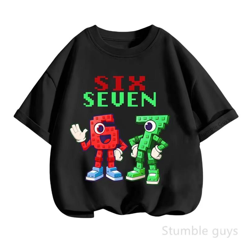 Kids Pixel Stumble Guys SIX SEVEN Number 67 Graphic TShirt Soft Cotton Cool Wear for Boys  Girlsdf0104