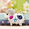 Adorable Metal Keychain Creative Little Sheep Design With Sparkling Rhinestones For Women