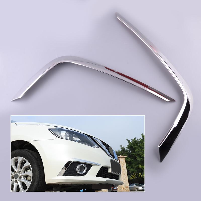 

1 Pair Silver Car Front Fog Light Lamp Strip Trim Cover Stainless Steel Fit For Nissan Sentra 2016 2017 2018