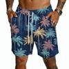 Pantalones Cortos Casuales Ligeros para Hombre con Cordón Secado Rápido Tiro de Cinco Pulgadas Cintura Elástica Diseño Estampado Hawaiano para Actividades al Aire Libre