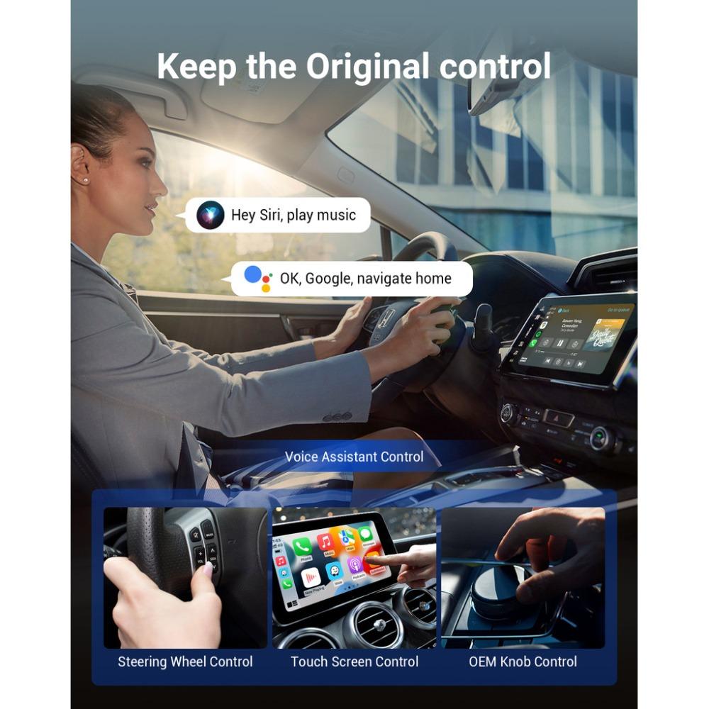 OTTOCAST Play2Video Ultra Ai Box Wireless CarPlay Android Auto Adapter Built In Youtube Netflix for Car with Wired Carplay