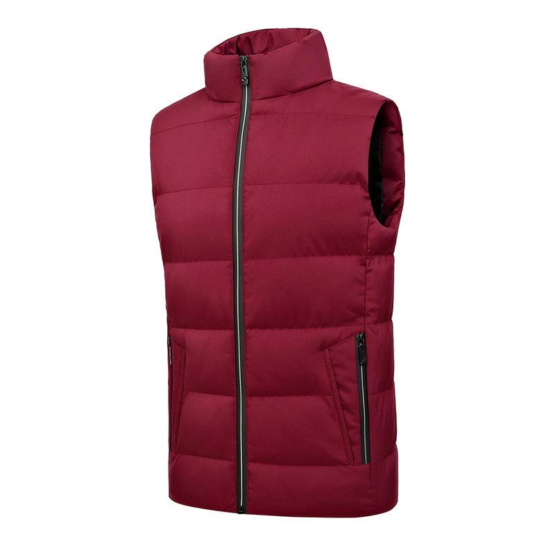 Autumn and winter new men's casual vest solid color stand-up collar vest warm vest jacket men's large size cotton vest