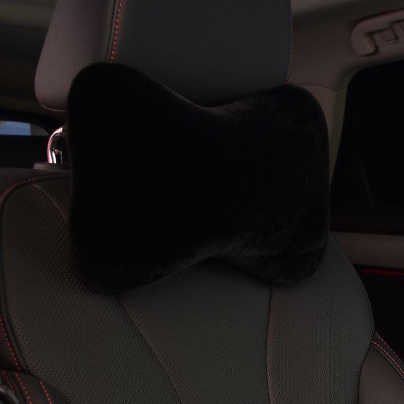 Car plush headrest pillow set for neck, waist, and back support, with bone shape design for extra comfort and protection while driving.
