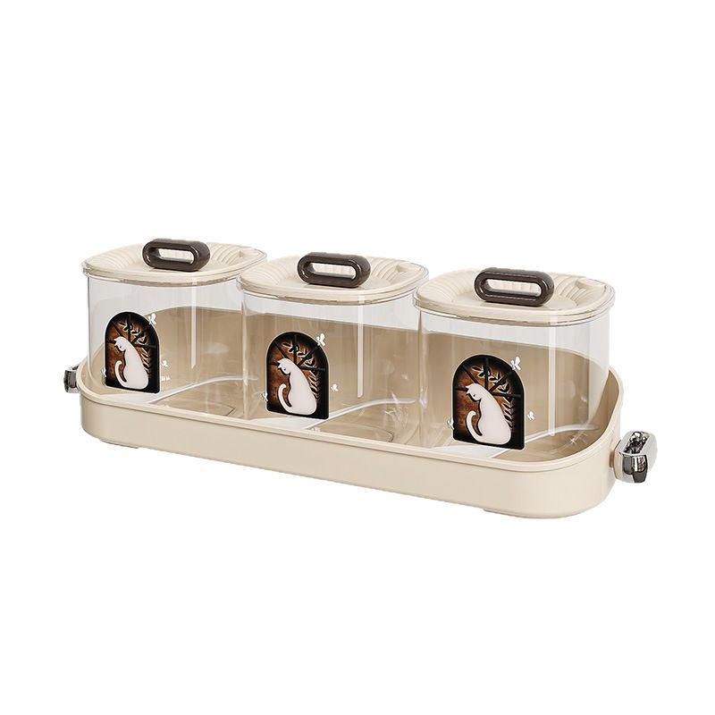 Seasoning box integrated multi-grid household kitchen high-end plastic seasoning tank multi-functional storage box combination set salt tank