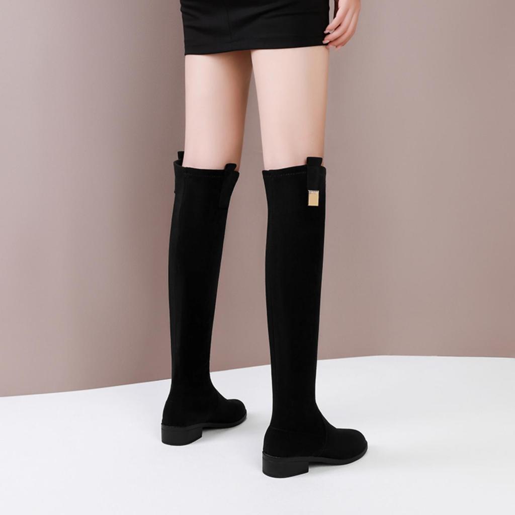 Thigh High Leather Boots For Women Flat Long Boots Women'S Knee High Boots Autumn And Winter Heels Long Tube Zapatos Para Mujer