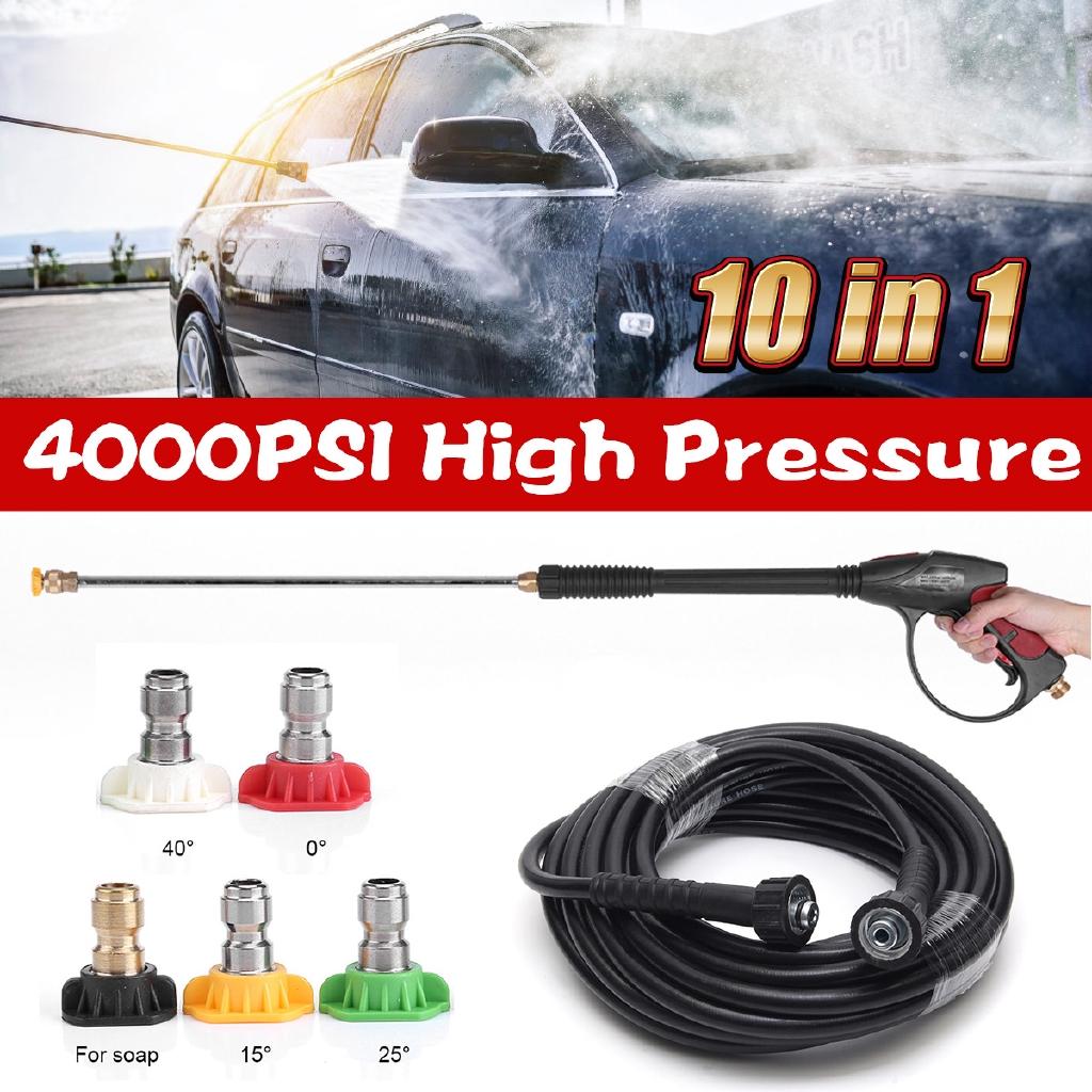 4000PSI High Pressure Washer Spray Gun Wand Lance Nozzle Tips Kit + 29.5FT Hose