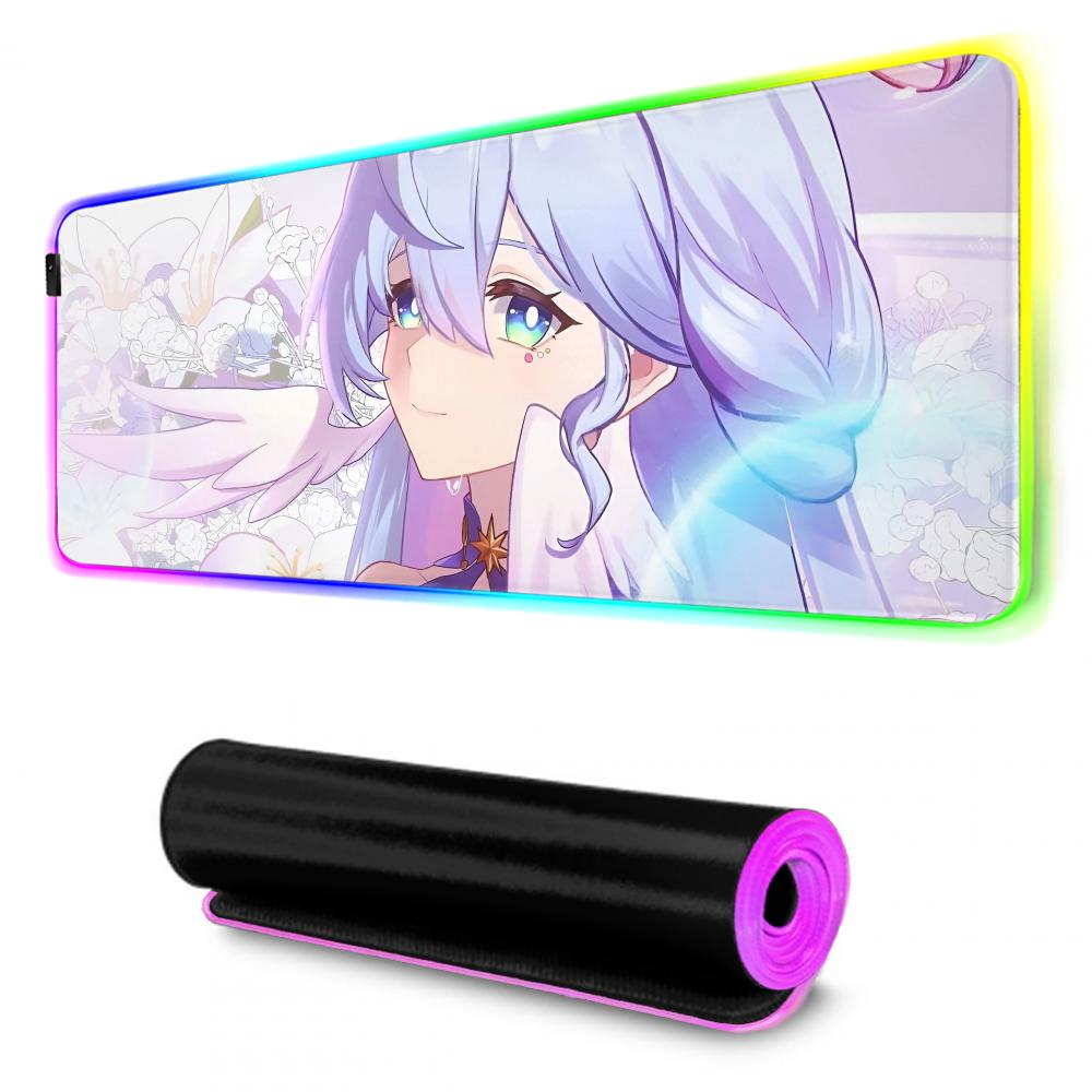 robin honkai Mouse Pad RGB Gaming Mousepad Big LED Pad PC Desk Mat Luminous Mouse Pad Large Keyboard Mats Table Rug With Backlit