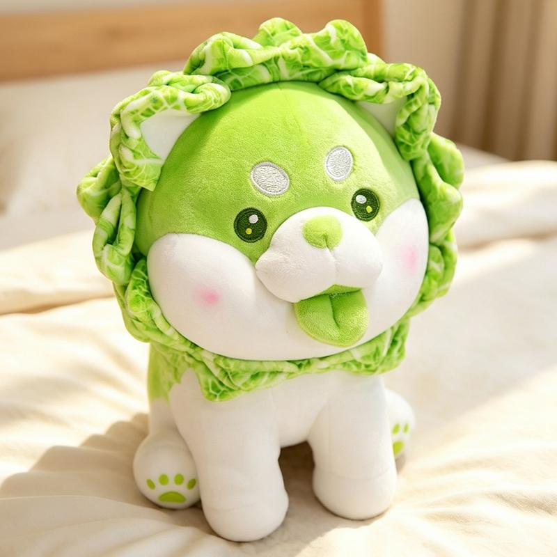 Cartoon Cute Cabbage Dog Plush Doll Green Pink Vegetable Orange Zombie Dog Animal Stuffed Toy Home Decoration Gift For Children